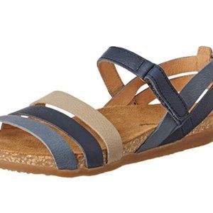 Women's multi leather mixed open toe sandals